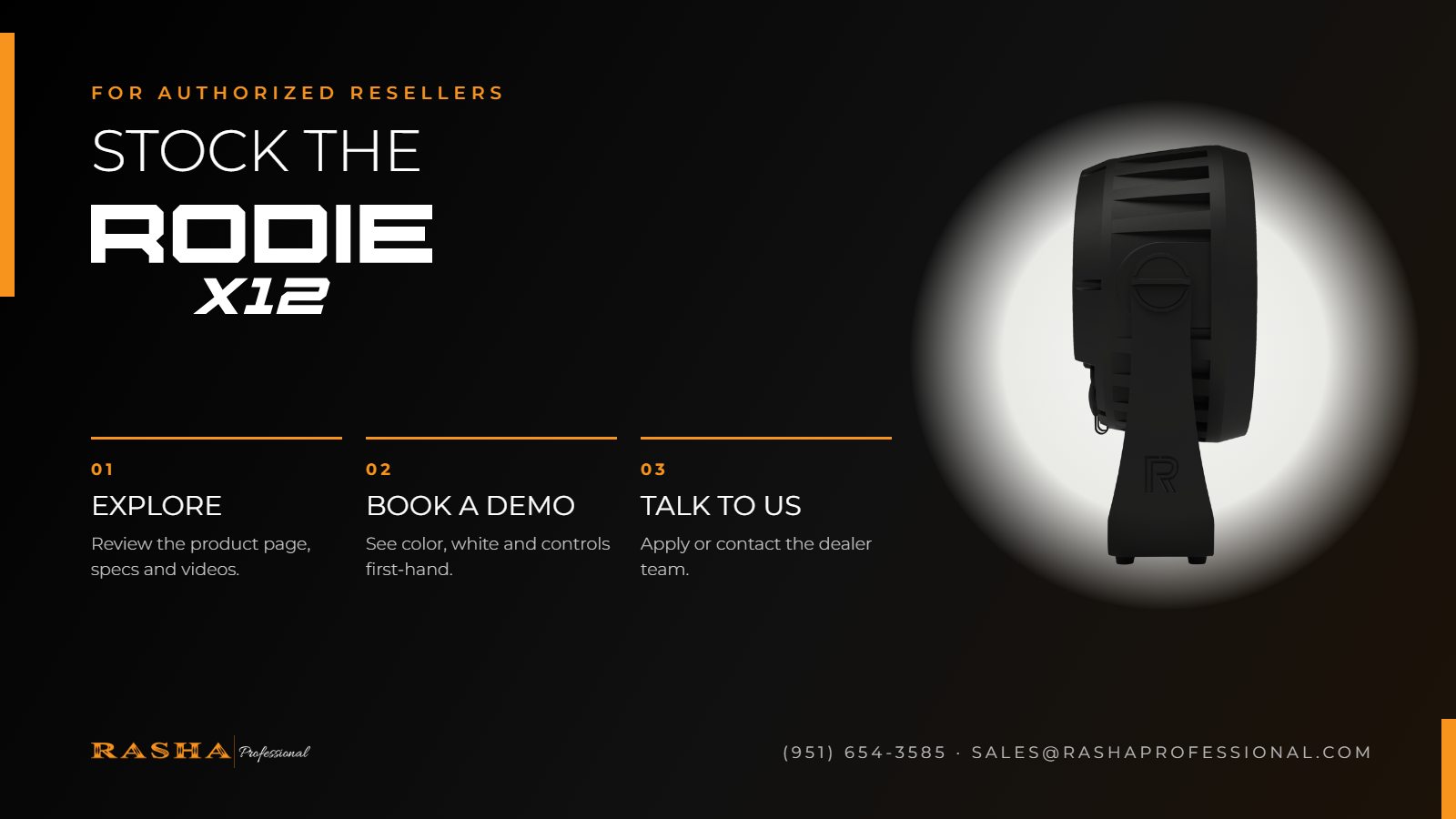 How authorized resellers can stock the Rodie X12: explore, book a demo, talk to Rasha
